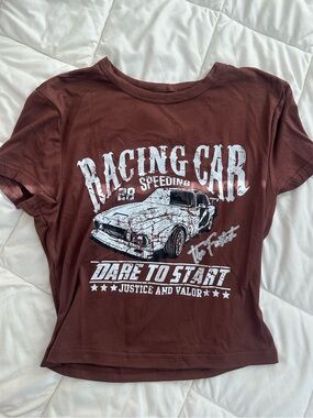Brown Racing Car Crop Top
